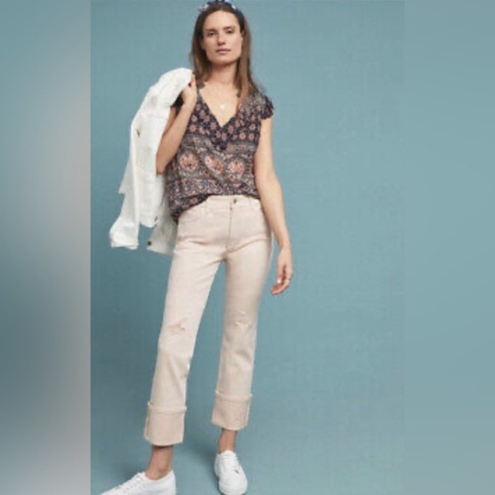 Anthropologie Pilcro Distressed‎ Slim Straight Lavender Jeans Size 32